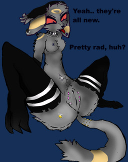 3_toes 4_fingers anthro anus arm_tuft armwear black_armwear black_clothing black_collar black_legwear black_lips black_nose black_thigh_highs blue_nipples bottomless breasts butt cheek_tuft chest_fur claws clitoris clothed clothing collar dark_pupils dialogue digitigrade ear_piercing ear_ring ears_down eyebrow_piercing eyebrows eyelashes eyeliner facial_piercing facial_tuft fangs feet female fingers fluffy freckled_face freckles fur furgonomic_piercing furgonomics genital_piercing genitals glistening glistening_piercing gold_(metal) gold_jewelry grey_body grey_fur hair hand_on_head head_tuft jewelry labia_piercing legwear lips looking_pleasured makeup markings muzzle_piercing navel navel_piercing nipple_piercing nipples nose_piercing nude outer_labia_piercing paws piercing pink_piercing pivoted_ears pokemorph presenting presenting_vulva pupils red_eyes ring_(jewelry) ring_(marking) ring_piercing sharp_teeth shoulder_piercing shoulder_tuft simple_background sitting slit_pupils small_breasts snout solo spiked_collar spikes spread_legs spreading stripes tail tail_piercing tail_tuft talking_to_viewer teeth text thigh_highs toes tomboy tongue tongue_out tongue_piercing transparent_background tuft vulva vulva_piercing white_stripes goth_umbreon_fan nintendo pokemon lydia_brat eeveelution generation_2_pokemon mammal pokemon_(species) umbreon alpha_channel digital_drawing_(artwork) digital_media_(artwork) english_text hi_res