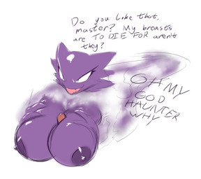big_breasts breast_play breasts disembodied_penis duo faceless_character faceless_male female female_focus genitals huge_breasts interspecies looking_at_viewer male male/female naughty_face nipples nude open_mouth penis pokephilia purple_nipples sex solo_focus text titfuck averyshadydolphin nintendo pokemon generation_1_pokemon ghost haunter humanoid pokemon_(species) spirit 2015 digital_media_(artwork) english_text