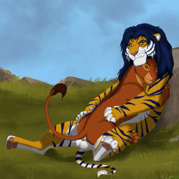 duo female feral male male/female penetration stm2126 disney the_lion_guard the_lion_king kovu_muabdib rani_(the_lion_guard) felid feline hybrid liger lion mammal pantherine tiger 1:1 hi_res