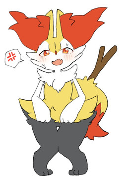 3_fingers 3_toes ambiguous_anthro ambiguous_gender anthro arm_tuft biped black_body black_fur black_legs blush blush_lines bodily_fluids butt butt_from_the_front cheek_tuft chest_tuft cross-popping_vein dipstick_tail facial_tuft featureless_chest featureless_crotch feet fingers flat_chested front_view fur hip_tuft inner_ear_fluff knock-kneed looking_at_viewer markings multicolored_body multicolored_fur multicolored_tail nude_ambiguous nude_anthro object_in_tail open_mouth orange_body orange_eyes orange_fur orange_inner_ear_fluff orange_nose orange_tail_tip pointy_ears prick_ears shoulder_tuft simple_background solo speech_bubble standing stick stick_in_tail sweat sweatdrop tail tail_markings toes tuft two_tone_tail white_background white_body white_fur yellow_body yellow_fur yellow_tail yakiniku628 nintendo pokemon braixen generation_6_pokemon pokemon_(species) 2022 colored digital_drawing_(artwork) digital_media_(artwork) flat_colors full-length_portrait portrait