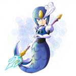 eyelashes female holding_object holding_weapon looking_at_viewer melee_weapon polearm solo split_form trident weapon oyatsu capcom mega_man_(series) megaman_(classic) splash_woman animal_humanoid humanoid marine merfolk 1:1 2008