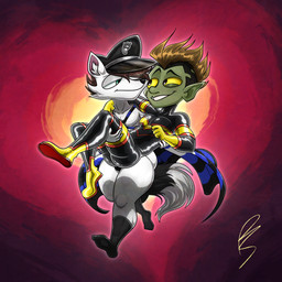 anthro bdsm duo lgbt_pride male male/male platislut lgbt_pride_month filly_(footfoxxy) canid canine fox goblin mammal 1:1 hi_res