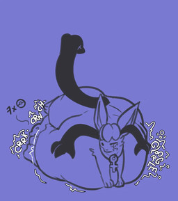 ambiguous_gender belly big_belly big_ears black_arms feral feral_pred group huge_belly jewelry necklace purple_background simple_background text vore fishwithnoeyes nintendo pokemon roboteshi eeveelution generation_4_pokemon glaceon pokemon_(species) 2026 english_text sketch
