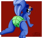 all_fours anthro blue_body breasts clean_diaper clothed clothing diaper diaper_fetish female looking_back rear_view solo wearing_diaper gassybigears69 happy_tree_friends petunia_(htf) mammal mephitid skunk hi_res