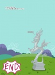 chimera cloud discord_(mlp) draconequus friendship_is_magic grass hasbro hill japanese_text male my_little_pony plant sculpture solo statue text translated zat