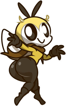 anthro butt female looking_at_viewer simple_background smile solo white_background vilepluff nintendo pokemon generation_7_pokemon pokemon_(species) ribombee 2019