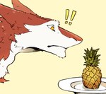 ears_back exclamation_point food fruit fur pineapple pivoted_ears plant side_view solo surprised_expression luxury_gin sergal