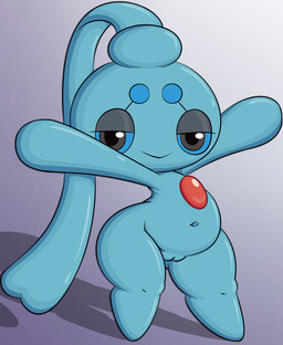 belly biped blue_body blue_sclera brown_eyes chest_gem closed_smile female gem genitals looking_at_viewer mouth_closed navel pokemorph pupils raised_arms red_eyes shadow smile smiling_at_viewer smirk smirking_at_viewer solo standing teasing thick_thighs vulva wide_hips zinzoa nintendo pokemon generation_4_pokemon legendary_pokemon phione pokemon_(species) 2025 absurd_res hi_res
