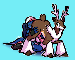 anal anthro anthro_on_feral antlers ass_up balls baseball_cap bestiality big_butt big_penis black_clothing black_footwear black_gloves black_handwear black_jacket black_nose black_shoes black_topwear blue_body blue_bottomwear blue_clothing blue_hair blue_scales blue_shorts bottomwear brown_body brown_fur brown_hooves brown_inner_ear bulge butt clothing duo erection eyes_closed feral footwear fur furred_shorts genitals gloves hair handjob handjob_while_rimming handwear hat headgear headwear hooves horn humanoid_genitalia humanoid_penis interspecies jacket long_tail looking_back male male/male male_rimming_male markings oral penile penis pink_clothing pink_footwear pink_hat pink_headwear pink_penis pink_shoes reach_around rimming scales sex shirt shoes short_tail shorts spots spotted_body spotted_fur tail tongue tongue_out topwear white_antlers white_balls white_body white_bottomwear white_clothing white_fur white_hat white_headwear white_shirt white_shorts white_spots white_topwear yellow_body yellow_fur ultilix nintendo pokemon ulti_(ultilix) cervine deer generation_5_pokemon lizard mammal pokemon_(species) reptile sawsbuck scalie winter_sawsbuck 2025