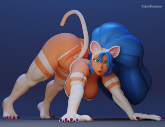 areola areola_slip ass_up big_breasts big_butt breasts butt claws female fur green_eyes muscular muscular_female nipple_outline solo white_body white_fur cybrokrimson capcom darkstalkers felicia_(darkstalkers) animal_humanoid cat_humanoid domestic_cat felid felid_humanoid feline feline_humanoid felis humanoid mammal mammal_humanoid 3d_(artwork) digital_media_(artwork) hi_res signature