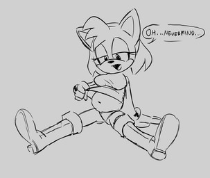 after_vore anthro belly clothed clothed_pred clothing clothing_lift dialogue digested digestion duo fatal_vore female female_pred male narrowed_eyes panties slightly_chubby text underwear vore weight_gain gothmeup sega sonic_the_hedgehog_(series) amy_rose miles_prower canid canine eulipotyphlan fox hedgehog mammal 2021 english_text monochrome