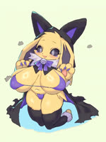 anthro big_breasts blush bouncing_breasts breasts clothed clothing costume curvy_figure female fur hat headgear headwear holidays huge_breasts simple_background solo voluptuous yellow_body yellow_fur healingpit rikose halloween nintendo pokemon eeveelution generation_1_pokemon jolteon mammal pokemon_(species) 2d_animation 3:4 animated hi_res high_framerate huge_filesize motion_tweening no_sound short_playtime webm