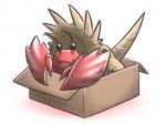 4:3 ambiguous_gender arthropod box canes-cm capcom carapaceon container crustacean feral hermit_crab hermitaur if_it_fits_i_sits_(meme) in_box in_container malacostracan marine meme monster_hunter reptile scalie simple_background solo white_background
