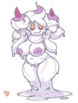 anthro breasts candle female fire flaming_hair food fusion genitals melting nipples nude pokemon_fusion pseudo_hair purple_body purple_nipples pussy short_stack slightly_chubby slime solo wax white_body heartear18 nintendo pokemon alcremie food_creature food_humanoid generation_5_pokemon generation_8_pokemon humanoid hybrid litwick pokemon_(species) wax_creature hi_res