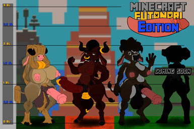 animal_genitalia animal_penis anthro big_breasts big_butt big_penis breasts butt equine_genitalia equine_penis genitals group gynomorph intersex penis piercing thick_thighs trio jeki8998 microsoft minecraft mojang xbox_game_studios bovid bovine cattle cow_(minecraft) mammal absurd_res hi_res