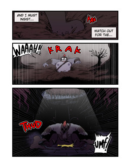 3_panel_comic anthro armor boots bottomwear bracers clothing dead_tree dialogue dungeon falling footwear gladiator_helmet headgear helmet hole_(pit) hole_in_ceiling inside landing light male muscular nipples outside pants pecs plant scared screaming shoes solo sunlight text tree wide_eyed t0l0k antigonus_(t0l0k) canid canine canis mammal wolf absurd_res comic english_text hi_res multiple_scenes