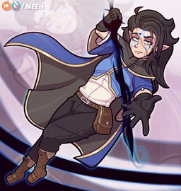action_pose blade bulge clothed clothing eye_bags femboy holding_object holding_weapon male melee_weapon pose runes skinny solo sword tired tired_eyes weapon neeh patreon subscribestar fan_character elf humanoid lich undead zombie absurd_res hi_res