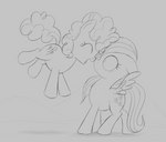 cutie_mark duo eyes_closed female feral jumping open_mouth touching_noses wide_eyed wings dtcx97 friendship_is_magic hasbro my_little_pony mythology fluttershy_(mlp) pinkie_pie_(mlp) earth_pony equid equine horse mammal mythological_creature mythological_equine pegasus pony 2023 hi_res monochrome sketch