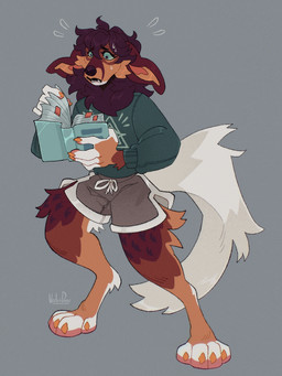 anthro bodily_fluids book bottomwear claws clothed clothing digitigrade ears_down female holding_book holding_object pivoted_ears reading reading_book shorts simple_background solo standing stressed sweat sweatdrop sweater teeth topwear vailet_deer hybrid lagomorph leporid mammal mustelid otter pilosan rabbit sloth xenarthran 3:4 hi_res