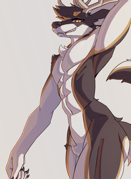 anthro antlers athletic athletic_anthro athletic_male horn looking_at_viewer male simple_background solo unit_no04 kyzermutt canid canine deer hybrid mammal absurd_res digital_media_(artwork) hi_res