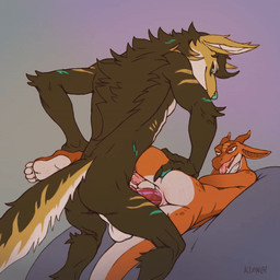 2_horns anal anal_penetration anthro anthro_on_anthro anthro_penetrated anthro_penetrating anthro_penetrating_anthro back_groove backsack ball_slap balls bodily_fluids bouncing_balls brown_body brown_fur butt duo erection eye_contact feet fur genital_fluids genitals horn interspecies leg_grab looking_at_another lying male male/male male_penetrated male_penetrating male_penetrating_male nude_anthro nude_male on_side orange_body orange_scales penetration penile penile_penetration penis penis_in_ass rear_view saggy_balls scales sex short_loop slap standing thigh_grab three-quarter_view tongue tongue_out klongi bahn_(slapstick70) kricket_(slapstick70) canid canine canis kobold mammal scalie wolf 1:1 2d_animation animated full-length_portrait loop portrait short_playtime signature