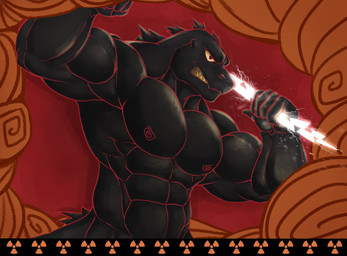 abs anthro big_muscles huge_muscles male muscular muscular_male pecs zeed_bullwolf disney disney's_hercules european_mythology godzilla_(series) greek_mythology mythology toho godzilla zeus zeus_(disney) kaiju lizard reptile scalie