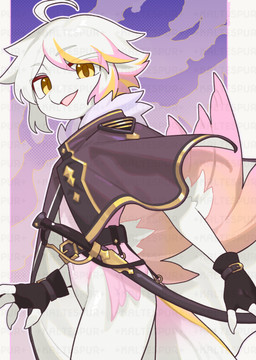 ambiguous_gender anthro beak biped claws clothed clothed_ambiguous clothed_anthro clothing fingers front_view gloves hair handwear smile solo standing tail wings kaltespur avian bird 2026 absurd_res digital_drawing_(artwork) digital_media_(artwork) hi_res