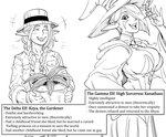 2021 baalbuddy braided_hair breasts clothed clothing comic duo elf english_text female hair hat headgear headwear hi_res high_sorceress_xanathass holding_plant humanoid humanoid_pointy_ears humor keya_the_gardener long_hair magic magic_user monochrome not_furry open_mouth open_smile pigtails plant plant_pot pointy_ears potted_plant smile text twin_braids witch_hat