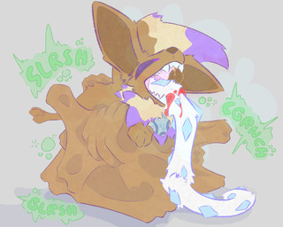 abdominal_bulge almost_fully_inside belly big_belly bite blood blush bodily_fluids body_outline bone bone_breaking bone_imprints bones_in_stomach death digestion duo fatal_vore feral feral_on_feral feral_pred feral_prey graphic_digestion heterochromia huge_belly imprint jewelry looking_at_viewer necklace oral_vore simple_background size_difference smaller_pred sound_effects tail tail_bite tail_in_mouth tight_bulges unwilling_prey vore soft_bugg nintendo pokemon meep_the_eevee chien-pao eevee generation_1_pokemon generation_9_pokemon legendary_pokemon pokemon_(species) 5:4 absurd_res hi_res