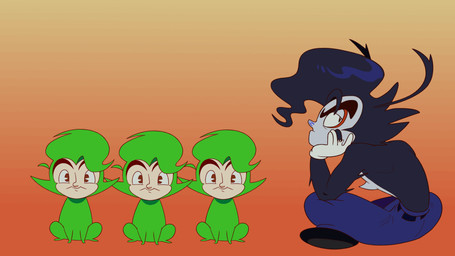ambiguous_gender animated_gif anthro black_body black_fur clothed clothing feral fur group looking_at_viewer male open_mouth retro_anime_style simple_background smile text toony roachgore gokiro vonnie_(roachgore) arthropod bing_bing_(roachgore) blattodean cockroach insect 16:9 2025 animated digital_media_(artwork) frame_by_frame hi_res short_playtime widescreen