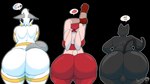 anthro big_butt boxing_gloves bulge butt clothing dessert female food group hair handwear hero huge_butt hyper hyper_butt ice_cream lineup male pink_body short_stack simple_background thick_thighs thought_bubble tight_clothing transparent_background trio villainous white_hair masterj291 black_clover_(masterj291) bruiser_bunny lightning_hare wolfstorm canid canine canis domestic_cat felid feline felis lagomorph leporid mammal rabbit wolf 2025 alpha_channel digital_media_(artwork) hi_res