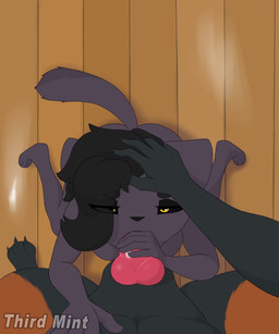 anthro anthro_penetrated big_penis black_hair breasts duo fellatio female female_penetrated first_person_view genitals hair hand_on_head holding_penis looking_at_viewer male male/female male_penetrating male_penetrating_female oral oral_penetration penetration penile penile_penetration penis penis_in_mouth sex tail tail_motion tailwag yellow_eyes thirdmint sinthia_(thirdmint) canid canine domestic_cat felid feline felis mammal 5:6 absurd_res animated hi_res no_sound short_playtime video