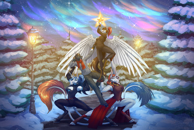 alacorna anthro aurora_(phenomenon) equi equis_universe evergreen_tree exclusive female group happy holidays horn magic male patreon_artist patreon_exclusive plant smile snow star text tree wings winter sunny_way christmas mythology new_year patreon kelesta kelin steven_saidon sunny_way_(character) equid equine horse mammal mythological_creature mythological_equine pegasus unicorn 2022 digital_drawing_(artwork) digital_media_(artwork) url brother_(lore) brother_and_sister_(lore) sibling_(lore) sister_(lore) sisters_(lore)