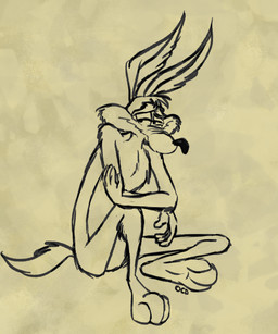 3_toes 4_fingers anthro arm_on_knee arm_tuft athletic belly bent_legs biped black_eyes black_nose butt_tuft calf_tuft casual_nudity chest_tuft elbow_tuft eyebrows feet fingers glance half-closed_eyes hand_on_arm hand_on_own_arm head_tuft hip_tuft humanoid_hands humanoid_heel knee_tuft knee_up leg_tuft looking_at_viewer male narrowed_eyes nude paws pecs plantigrade pose raised_eyebrow shoulder_tuft simple_background sitting skinny smile smiling_at_viewer soles solo tan_background toes tuft wavy_mouth wavy_smile stevethedragon looney_tunes warner_brothers wile_e._coyote canid canine canis coyote mammal 2013 5:6 adobe_photoshop_(artwork) digital_drawing_(artwork) digital_media_(artwork) line_art monochrome pinup sepia signature sketch