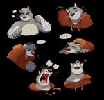 angry anthro biped clothing eyes_closed grey_body happy hoodie humanoid_hands sad sleeping solo tired tongue tongue_out topwear piti_yindee brok_the_investigator cowcat_games graff_filsh domestic_cat felid feline felis mammal 2022 alpha_channel hi_res