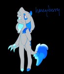 anthro blue_body blue_fur claws floppy_ears fur grey_body grey_fur heterochromia hooves horn male pawpads solo tail tail_tuft tuft sourmagic honeyberry bovid caprine mammal sheep alpha_channel low_res