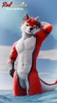 5_fingers anthro beach biped black_nose claws digitigrade fingers fluffy fur gloves_(marking) hair male male_anthro markings pawpads paws realistic red_body red_fur sea water whiskers white_body white_fur white_whiskers red_wulfie blender_cycles red_(red_wulfie) canid canine canis mammal wolf 2025 3d_(artwork) 9:16 absurd_res blender_(artwork) digital_media_(artwork) hi_res watermark