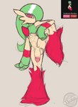 anthro balls fusion genitals hair knee_up long_hair male muscular non-mammal_balls penis solo hashcopyrice nintendo pokemon pokemon_infinite_fusion blaziken gardevoir generation_3_pokemon hybrid hybrid_pokemon pokemon_(species) absurd_res hi_res watermark