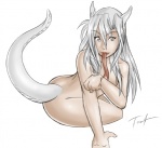 animal_humanoid casual_nudity colored_sketch conditional_dnp dragon dragon_humanoid female forked_tongue hair horn humanoid lady_nora_(twokinds) licking long_tongue looking_at_viewer mythological_creature mythological_scalie mythology nude playful scalie simple_background sketch solo tail tom_fischbach tongue tongue_out twokinds white_background white_hair