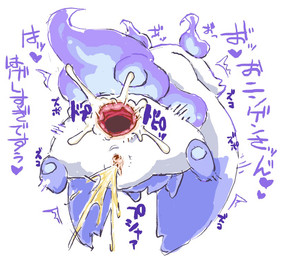 anal anal_penetration anthro bodily_fluids cheek_tuft chibi clitoral_hood cum cum_inside cum_splatter ejaculation facial_tuft faux_gaping_anus female fire flaming_tail from_behind_position fur genital_fluids genitals inner_labia long_ears multicolored_body onomatopoeia peeing penetration purple_body purple_fur rear_view sex simple_background solo sound_effects tail text tuft two_tone_body urethra urine vulva wetting white_background white_body white_fur diru nijisanji vtuber lunlun_(nijisanji) mammal japanese_text