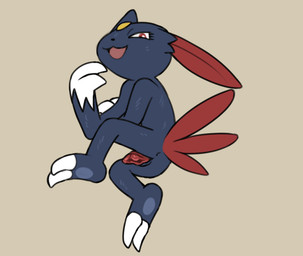 andromorph anus big_clitoris claws clitoris feral finger_claws genitals intersex looking_at_viewer raised_leg solo t_dick toe_claws vulva binkybnuuy nintendo pokemon generation_2_pokemon pokemon_(species) sneasel