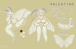 antennae_(anatomy) anthro insect_wings larva lepidopteran_wings male scientific_name solo text wings flashquatsch valentino_(flashquatsch) arthropod caterpillar domestic_silk_moth insect lepidopteran moth silkworm english_text model_sheet