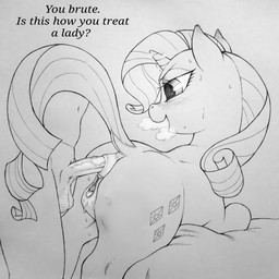 anal anal_penetration anal_tugging animal_genitalia animal_vulva anus balls bestiality blush bodily_fluids breath butt clitoris cutie_mark dialogue dock_(anatomy) duo ear_blush equine_anus equine_genitalia equine_vulva erection eyebrows eyelashes faceless_character faceless_human faceless_male female female_focus female_penetrated feral feral_focus feral_penetrated genital_fluids genitals hair horn human_on_feral human_penetrating human_penetrating_feral interspecies long_hair male male/female male_human male_on_feral male_penetrating male_penetrating_female navel open_mouth penetration penile penile_penetration penis penis_in_ass puffy_anus quadruped raised_tail sex solo_focus standing sweat tail tail_anus talking_feral text unicorn_horn vaginal_fluids vulva perrox friendship_is_magic hasbro my_little_pony mythology rarity_(mlp) equid equine horse human mammal mythological_creature mythological_equine pony unicorn absurd_res english_text hi_res monochrome traditional_media_(artwork)