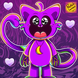 4_fingers anthro fingers heart_eyes heart_symbol male purple_background purple_body simple_background smile solo tail tongue rocketlennon mob_entertainment poppy_playtime smiling_critters catnap_(poppy_playtime) domestic_cat felid feline felis mammal 1:1 hi_res