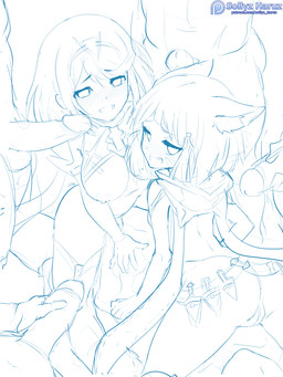 anus balls blush erection female genitals group group_sex looking_at_viewer looking_back male male/female open_mouth patreon_logo patreon_username penis sex simple_background text vulva white_background sollyz patreon xenoblade_(series) nia_(xenoblade) pyra_(xenoblade) animal_humanoid cat_humanoid felid felid_humanoid feline feline_humanoid humanoid mammal mammal_humanoid 2018 3:4 blue_and_white digital_drawing_(artwork) digital_media_(artwork) hi_res monochrome sketch url