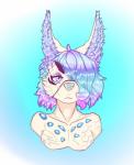 anthro femboy gem iridescent iridescent_hair iridescent_nose light male solo givo opalo hybrid lighting