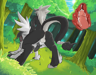 absol all_fours anal anal_penetration animal_genitalia anus back_turned balls behemoth black_fur black_nose black_penis blush blush_(artist) bushes canine_penis claws cloud cum cum_in_ass cum_inside cum_on_balls cum_on_penis cum_while_penetrated doggystyle duo erection feral forest from_behind fur gay grass hair hooves horn knot looking_back looking_down male mega_absol mega_evolution nintendo open_mouth orgasm outside penetration penis pokémon raised_tail red_eyes sex sky standing sun toe_claws tree tuft video_games white_fur white_hair wings
Rating: Explicit
Score: 41
User: Finchmaster
Date: January 21, 2014