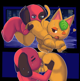 anal anthro bodily_fluids city city_background duo female female/female heart_symbol oral rimming rimming_female sex sweat darky animal_crossing nintendo cherry_(animal_crossing) tangy_(animal_crossing) canid canine canis domestic_cat domestic_dog felid feline felis mammal hi_res