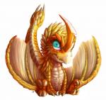 ambiguous_gender capcom chibi chibity claws dragon european_mythology feral flying_wyvern hi_res horn membrane_(anatomy) membranous_wings monster_hunter mythological_creature mythological_scalie mythology orange_body orange_scales scales scalie seregios simple_background solo tail teal_eyes toe_claws western_dragon white_background wings wyvern
