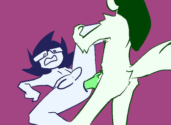 anal anal_penetration animal_genitalia animal_penis balls blue_hair canine_genitalia canine_penis duo eyewear fur genitals glasses green_hair gynomorph gynomorph/male gynomorph_penetrating gynomorph_penetrating_male hair human_on_humanoid human_penetrated humanoid_genitalia humanoid_penetrating humanoid_penetrating_human humanoid_penis intersex intersex/male intersex_penetrating intersex_penetrating_male interspecies knot knotted_penis male male_penetrated open_mouth penetration penile penile_penetration penis penis_in_ass purple_background sex simple_background surprised tail white_body white_skin alyfia homestuck ms_paint_adventures jade_harley john_egbert animal_humanoid canid canid_humanoid canine canine_humanoid dog_humanoid human humanoid mammal mammal_humanoid aliasing digital_media_(artwork)